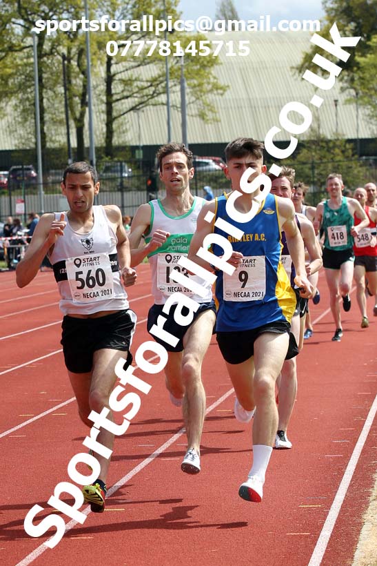 1500 metres, 2021 NECAA Middlesbrough Open Meting, Sunday, May 9th. Photo: David T. Hewitson/Sports for All Pics